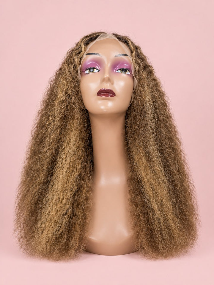 Super Double Drawn Honey Blonde Highlight Water Wave 13x4 Lace Frontal Wig