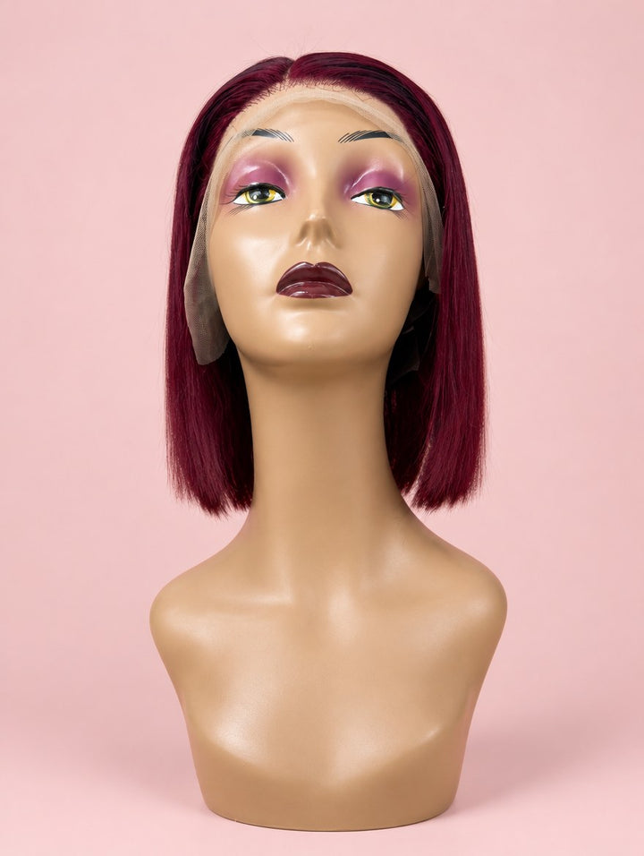 Burgundy 99J Straight Bob 13x4 Lace Frontal Wig 8"