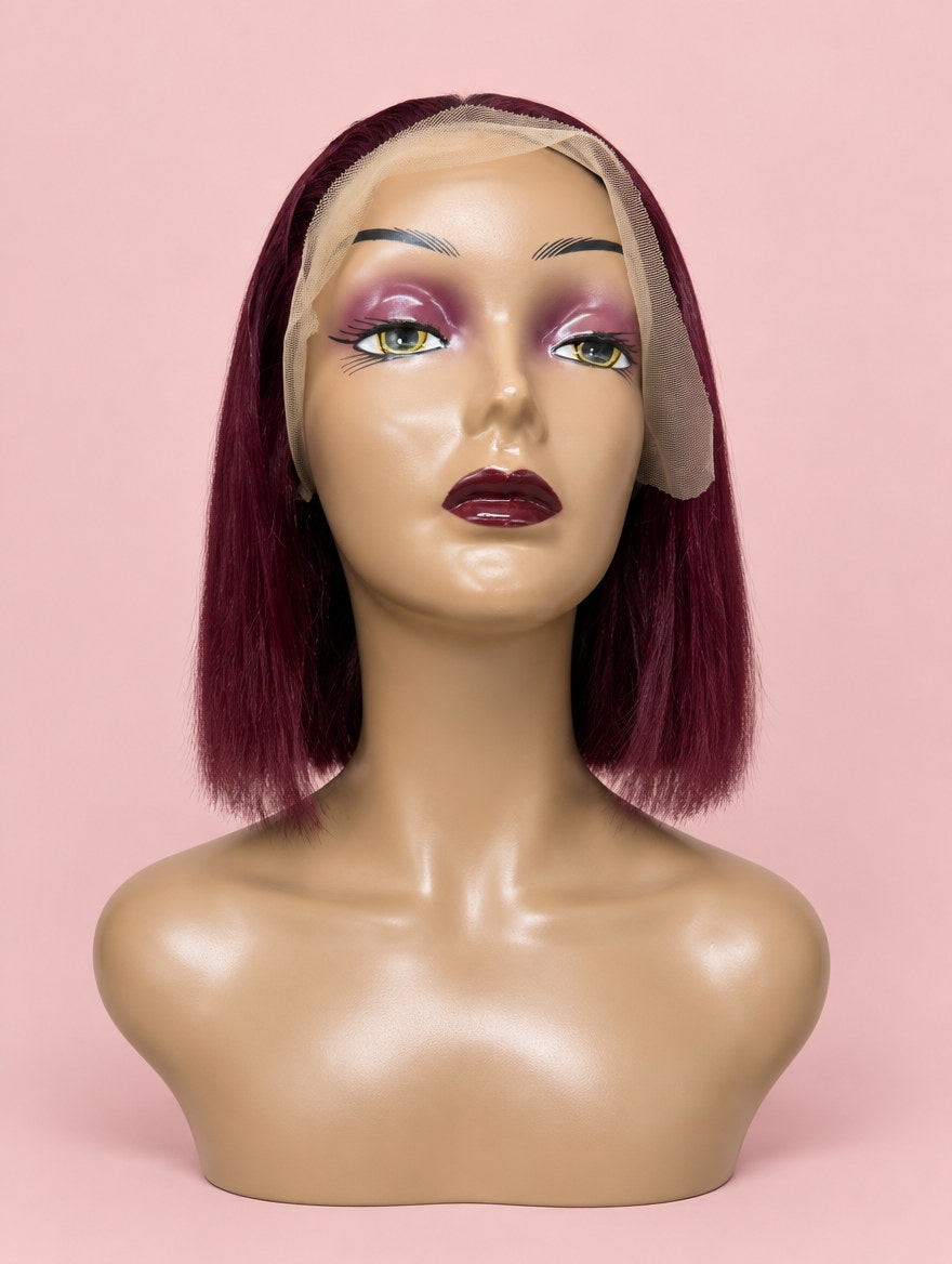 Super Double Drawn Honey Blonde Highlight Straight Bob 13x4 Lace Frontal Wig 8"