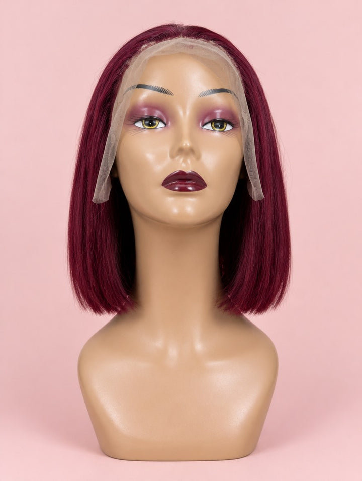 Burgundy 99J Straight Bob 13x4 Lace Frontal Wig 10"