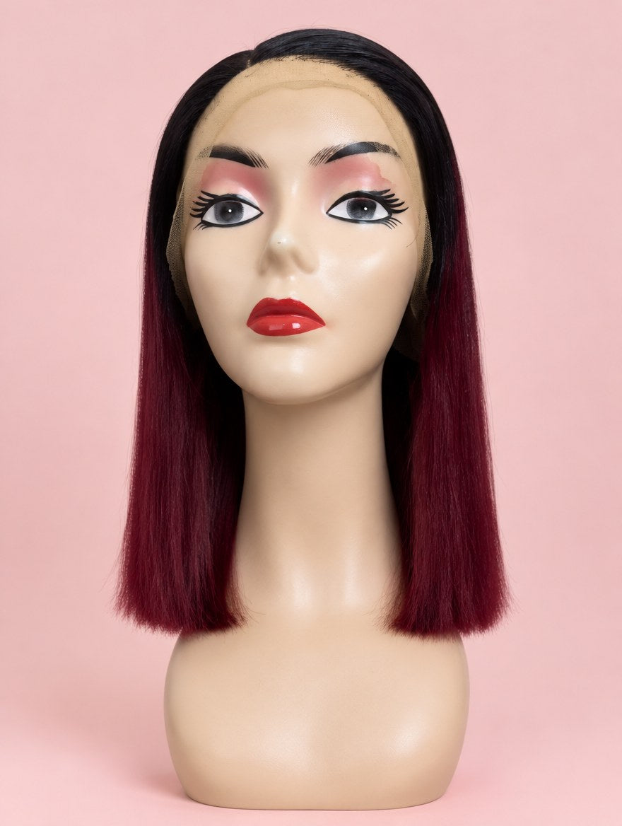 Burgundy 99J Straight Bob 13x4 Lace Frontal Wig 10"