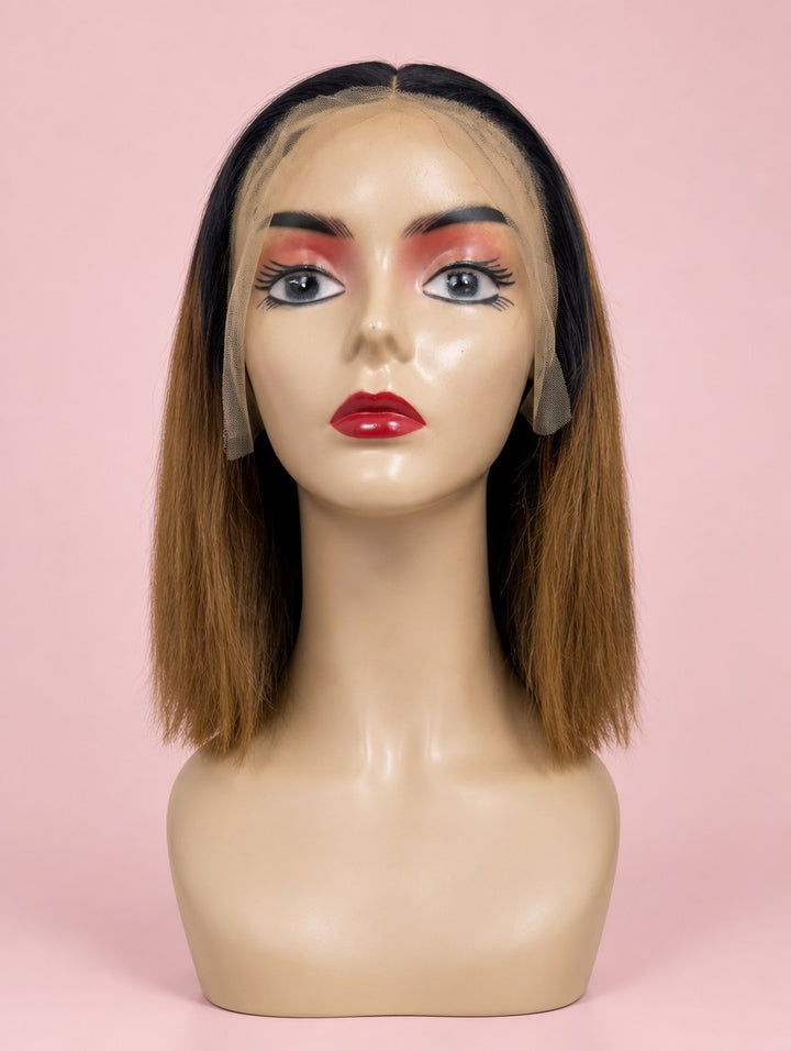 Brown Ombre Straight Bob 13x4 Lace Frontal Wig 10"