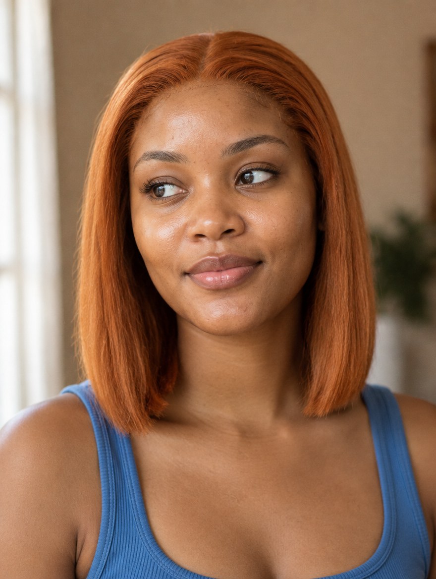 Ginger 350 Straight Bob 13x4 Lace Frontal Wig 10" worn by a model