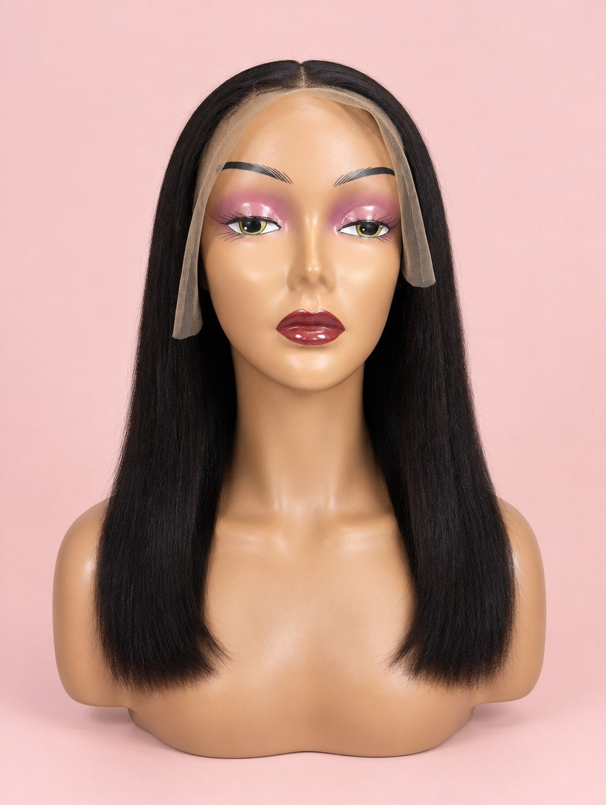 Natural Black Straight 13x4 Lace Frontal Wig 20" 14" front