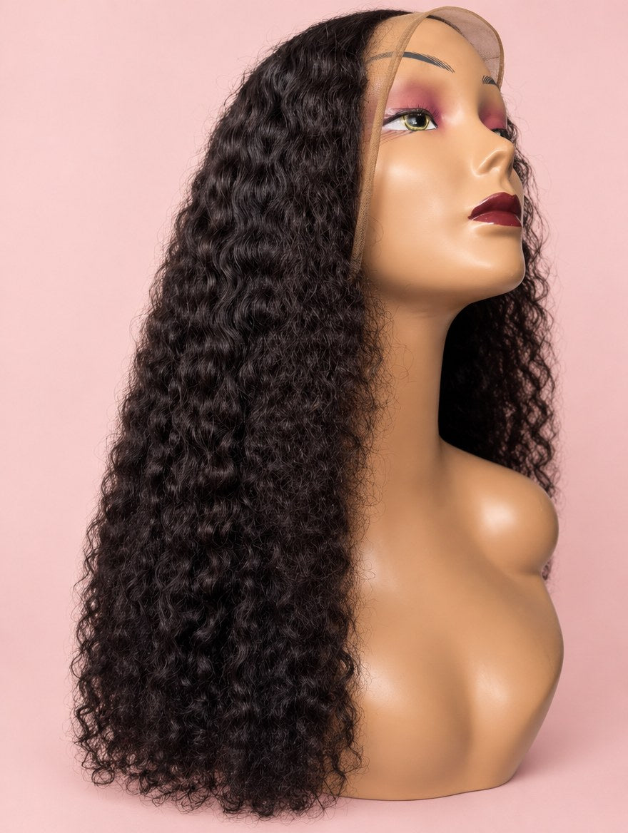 Super Double Drawn Natural Black Diamond Curl 13x4 Lace Frontal Wig 20"