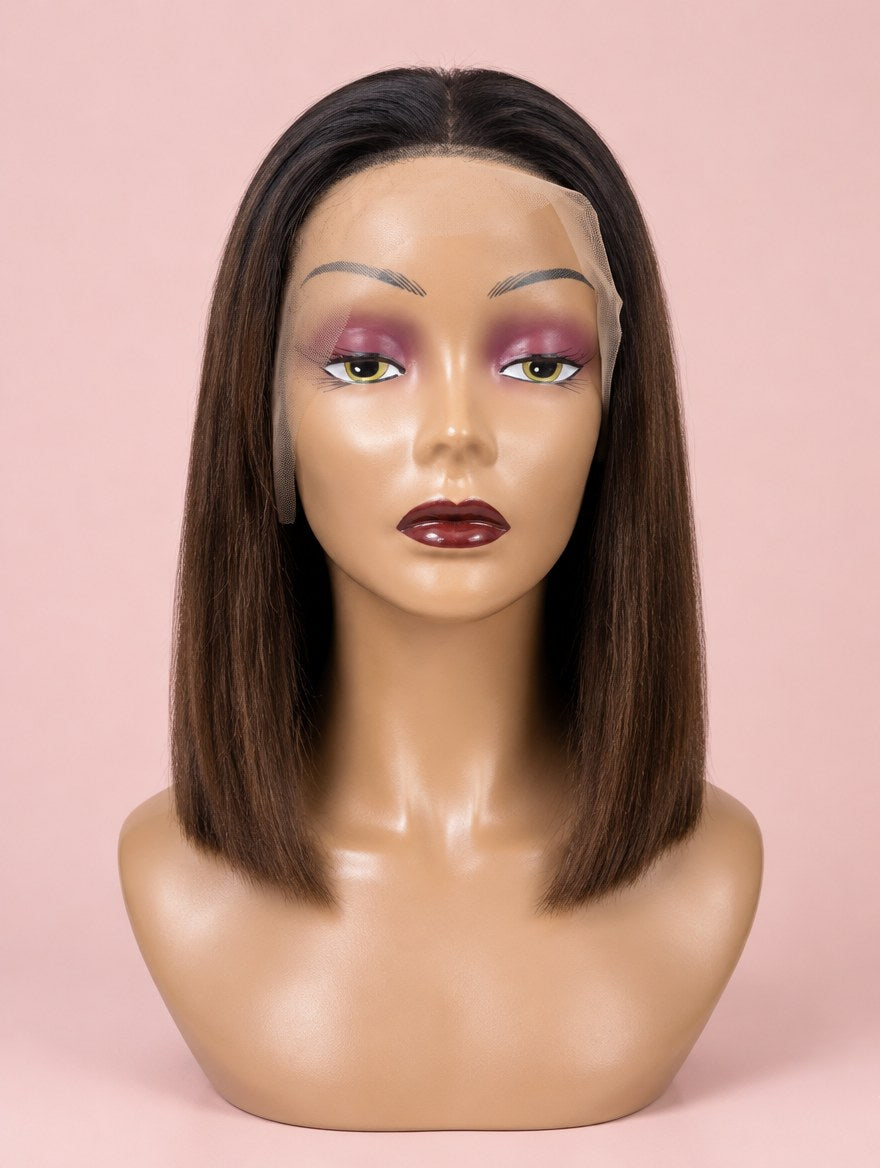Brown Ombre Straight 13x4 Lace Frontal Wig 12"