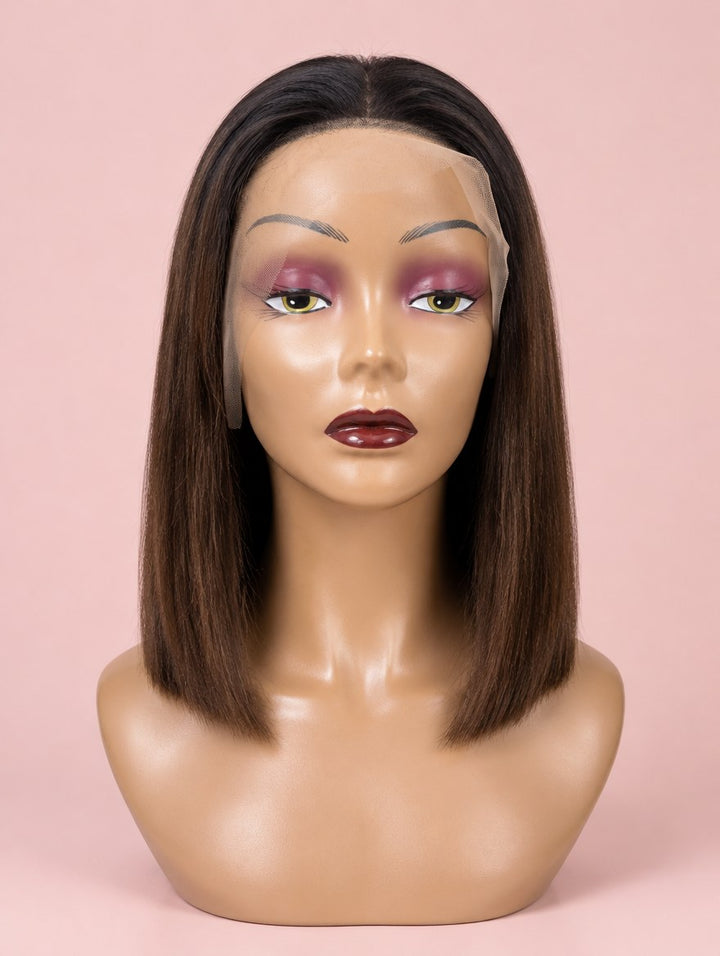 Brown Ombre Straight 13x4 Lace Frontal Wig 12"