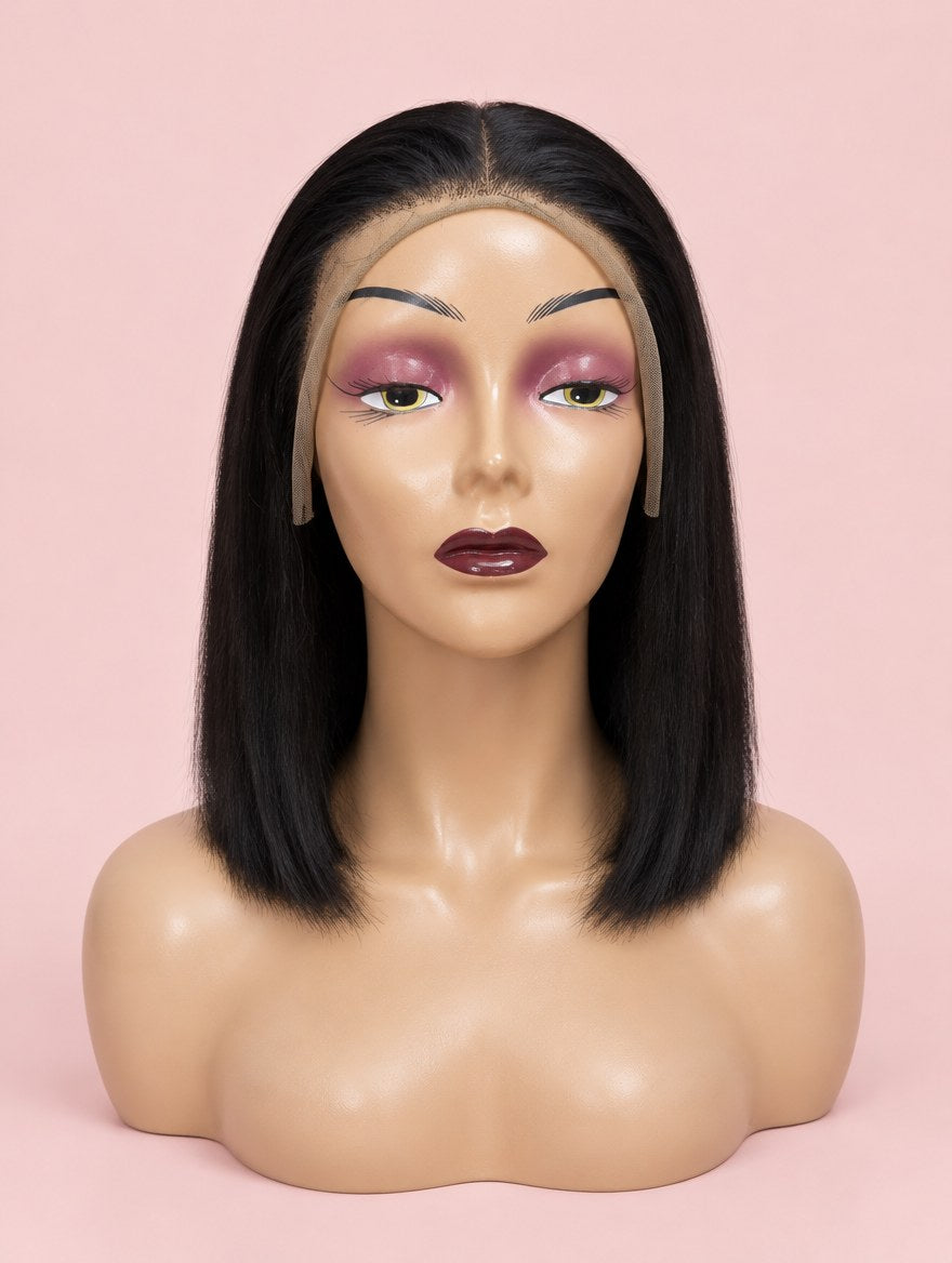 Natural Black Straight Bob 13x4 Lace Frontal Wig 14"