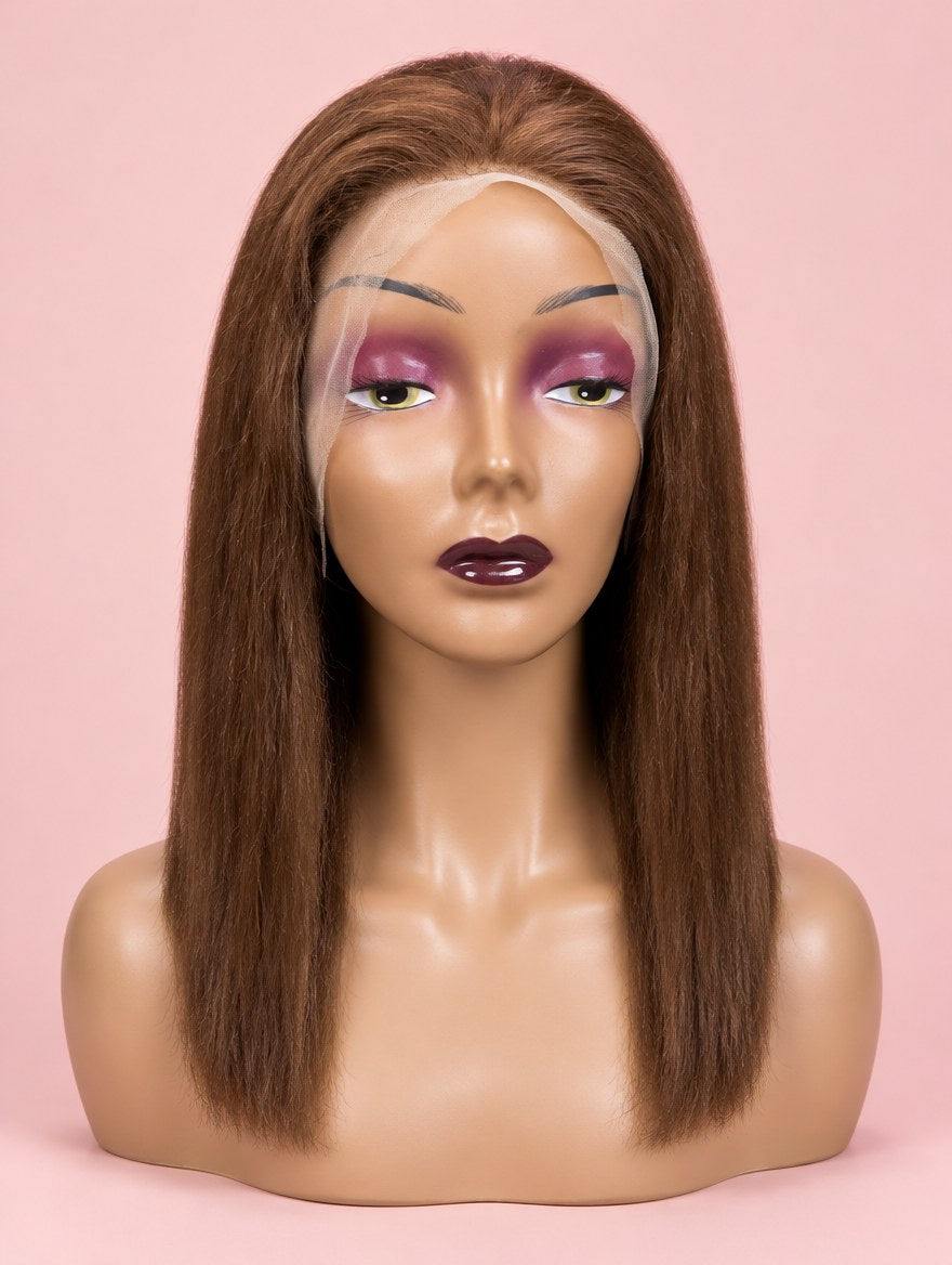 Dark Brown Straight 13x4 Lace Frontal Wig 12"