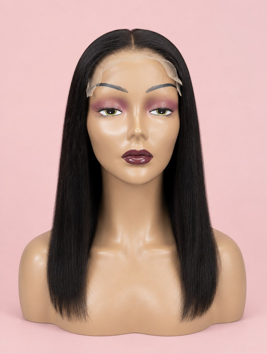 Natural Black Straight 5x5 Lace Closure Wig 14"