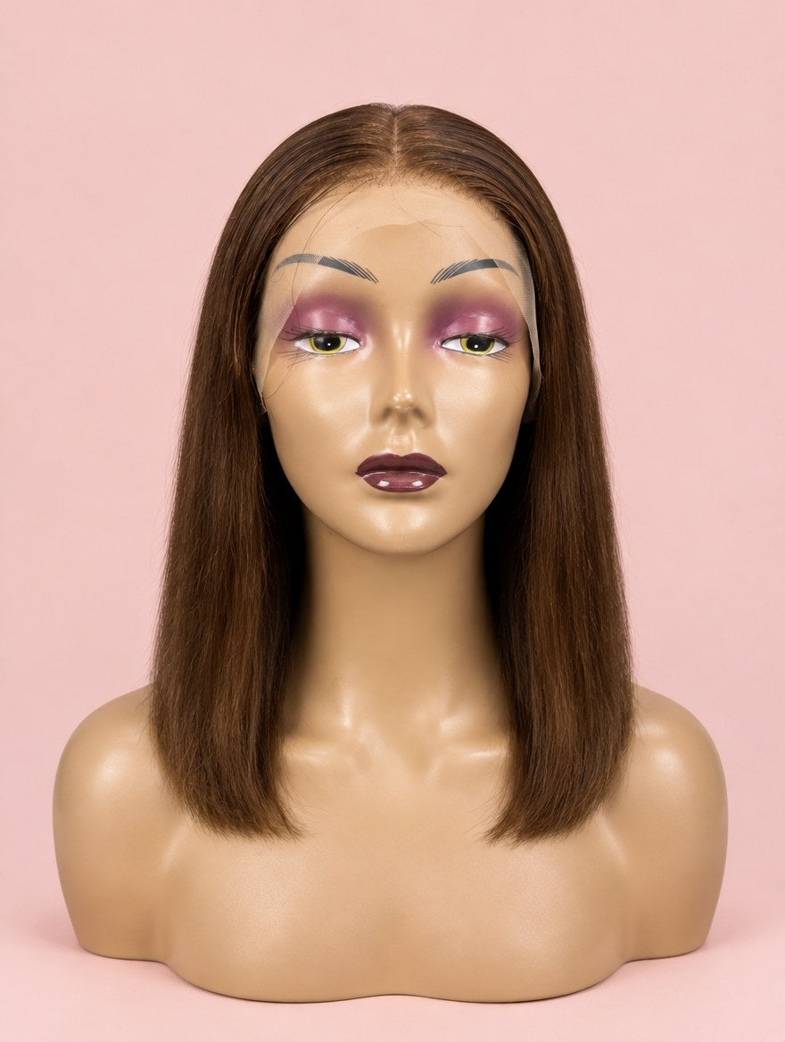 Chocolate Brown Straight 13x4 Lace Frontal Wig 12"