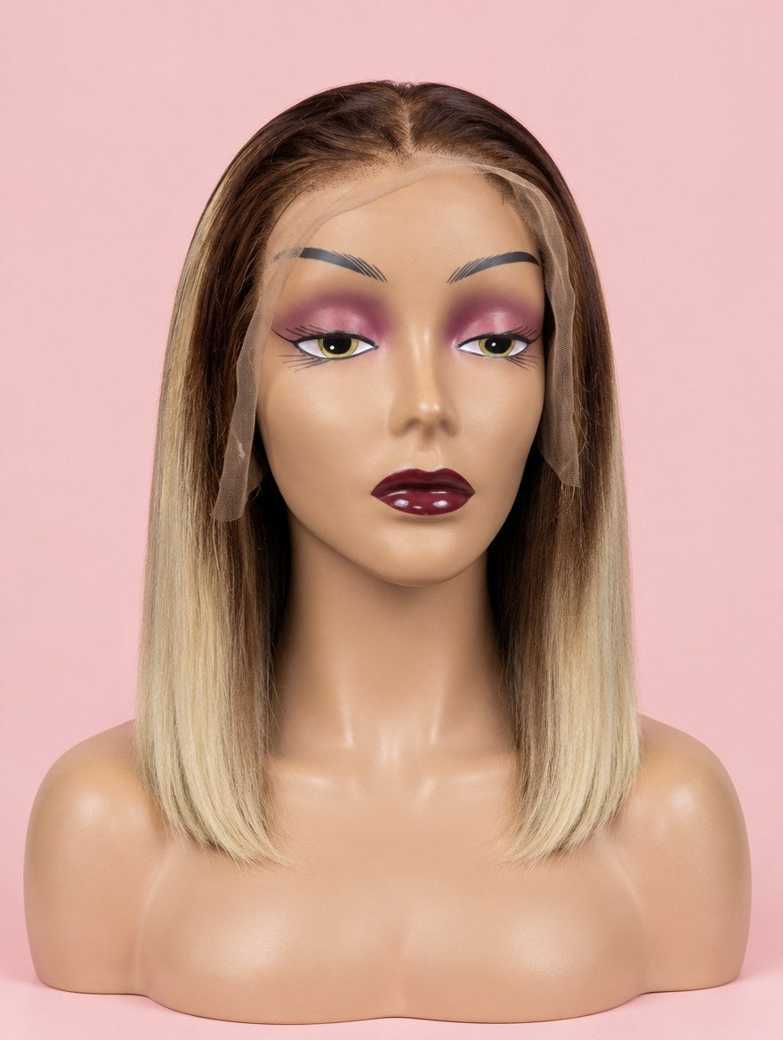 Ash Blonde Ombre Straight 13x4 Lace Frontal Wig