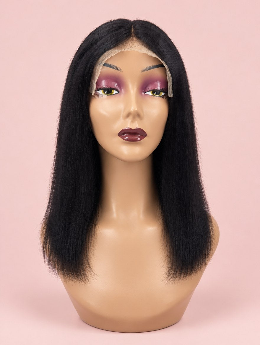Natural Black Straight T-Part Lace Wig 14"