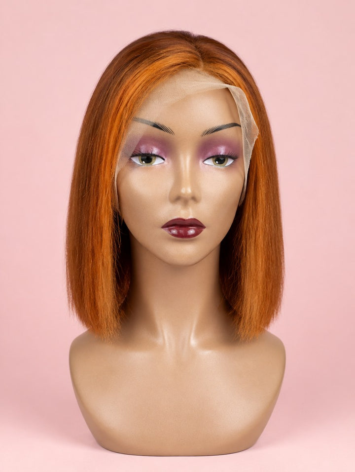 Ginger Highlight Straight Bob 13x4 Lace Frontal Wig 10"