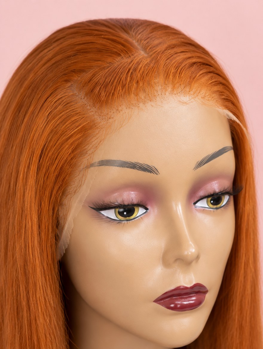 Ginger 350 Straight 13x4 Lace Frontal Wig lace and hairline close-up