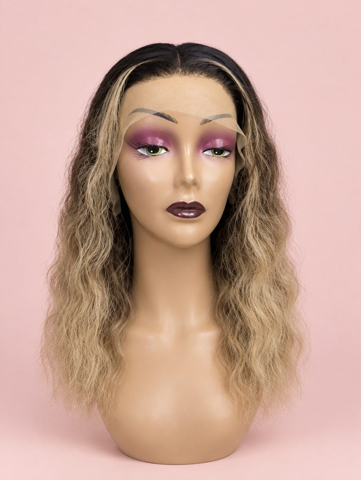 Ash Blonde Ombre Loose Wave 13x4 Lace Frontal Wig 16"