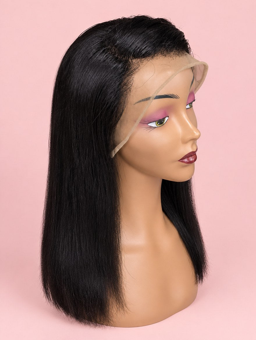 Super Double Drawn Vietnamese Natural Black Straight 13x4 Lace Frontal Wig 18"