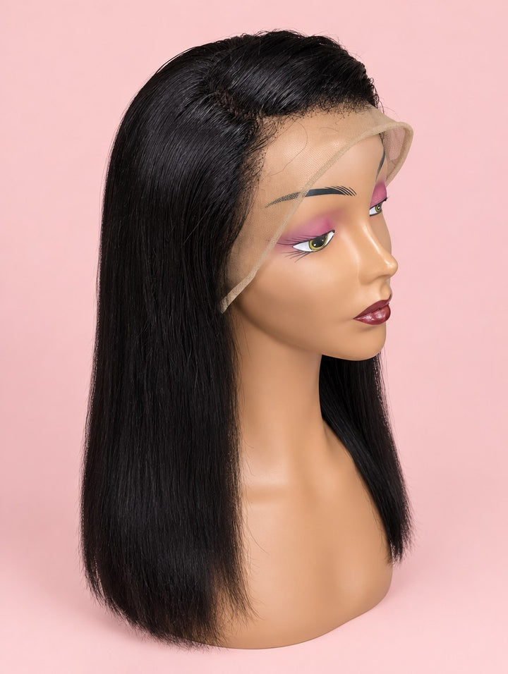 Super Double Drawn Vietnamese Natural Black Straight 13x4 Lace Frontal Wig 18"