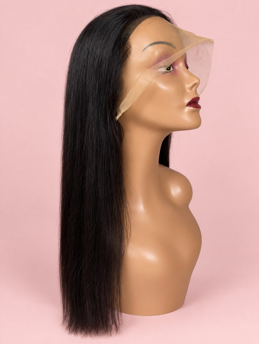 Super Double Drawn Vietnamese Natural Black Straight 13x4 Lace Frontal Wig 22"