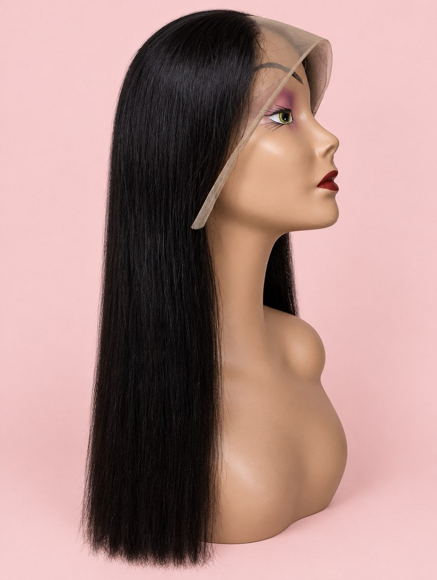 Super Double Drawn Vietnamese Natural Black Straight Lace Frontal Wig 24"