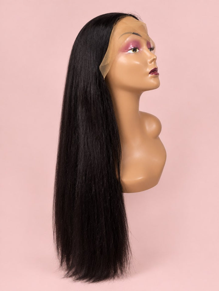 Super Double Drawn Vietnamese Natural Black Straight Lace Frontal Wig 30"