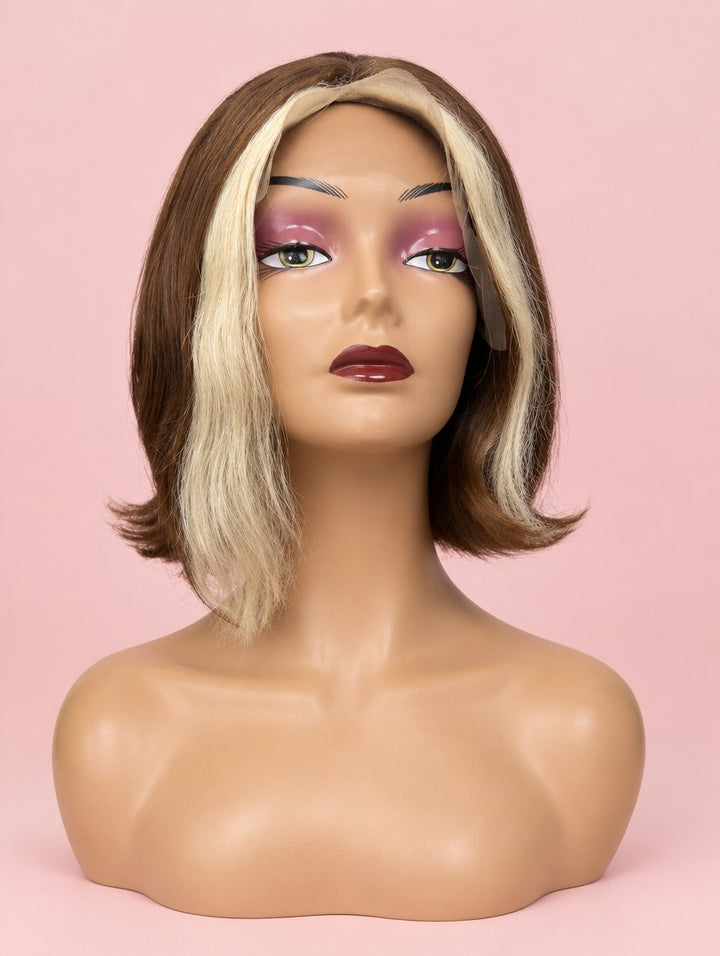 Blonde & Brown Highlight Pixie Cut 13x4 Lace Frontal Wig