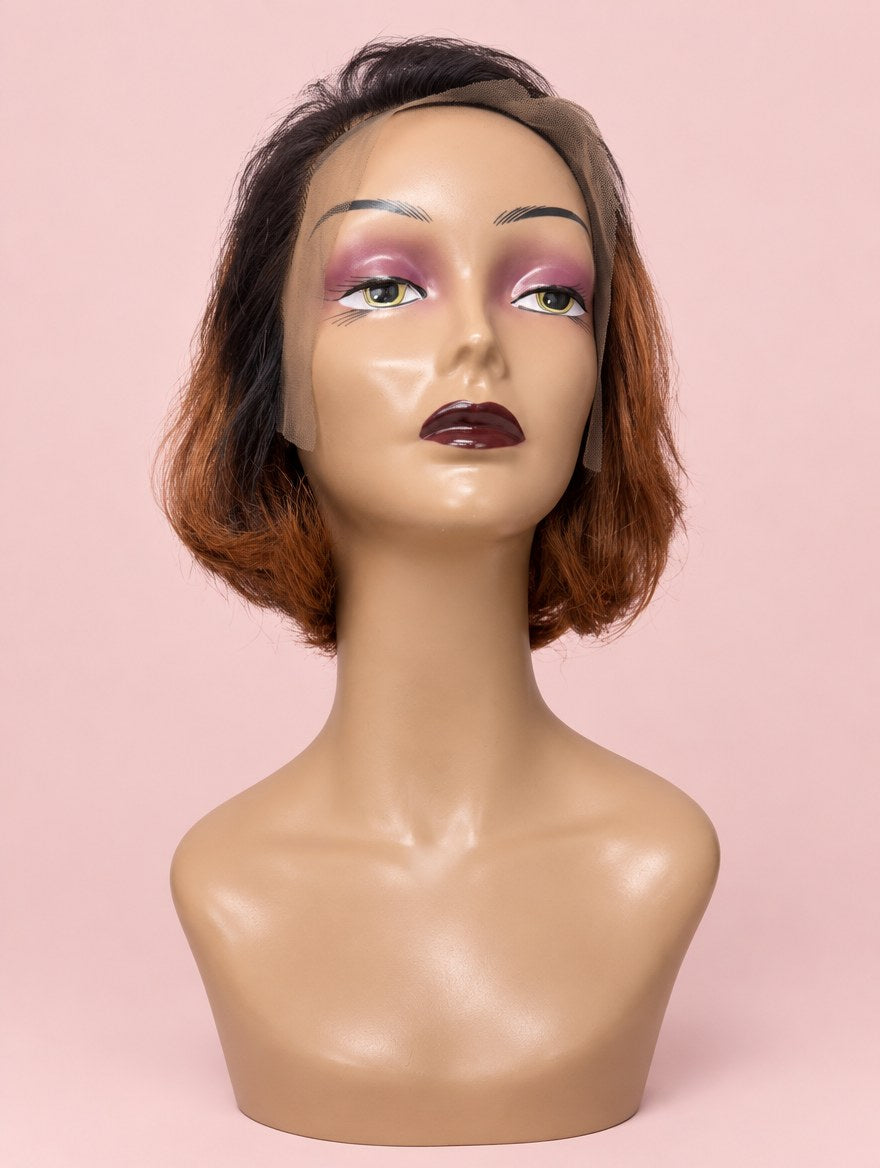 Copper Ombre Pixie Cut 13x4 Lace Frontal Wig