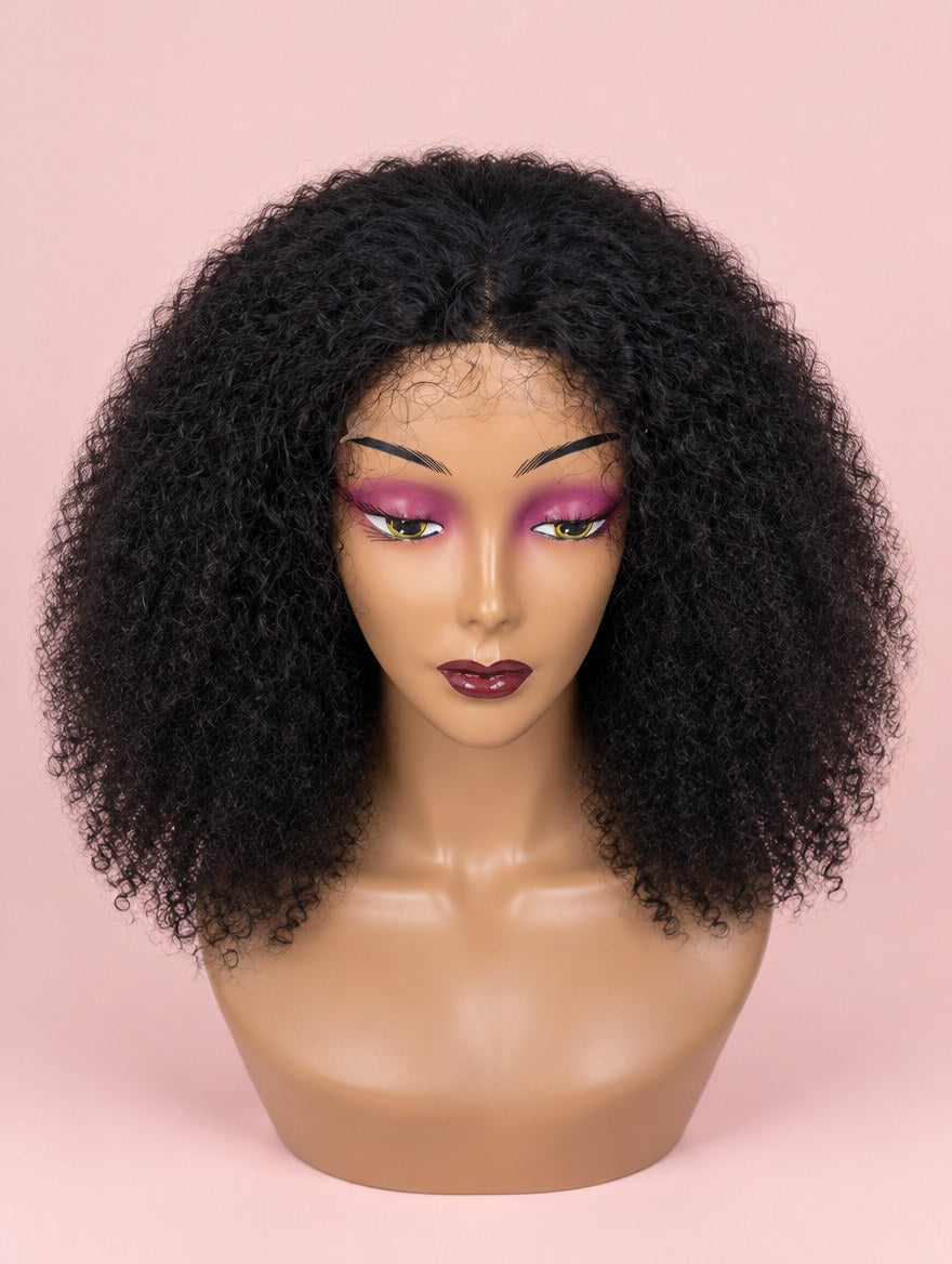 Natural Black Brazilian Curl 4x4 Lace Closure Wig 14"
