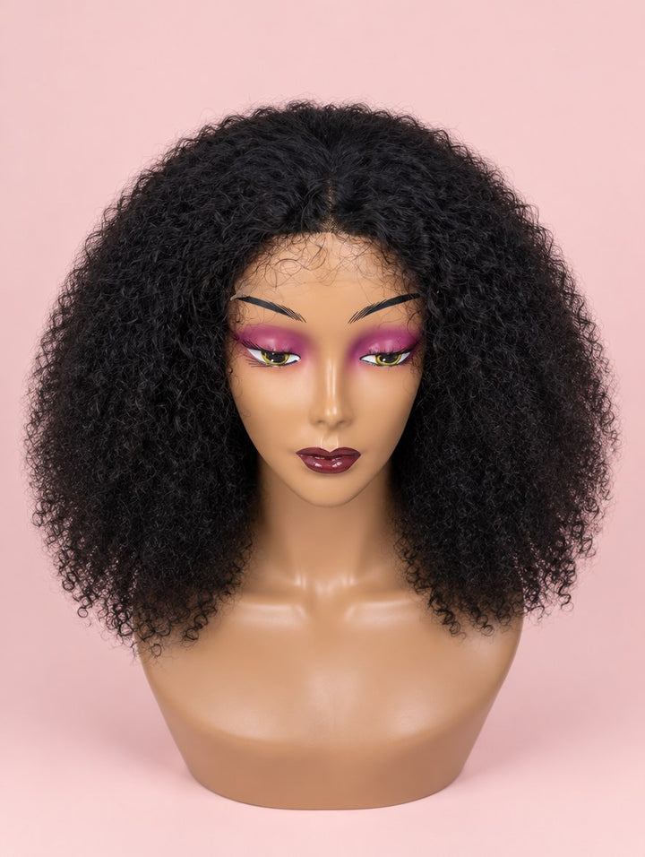 Natural Black Brazilian Curl 4x4 Lace Closure Wig 14"