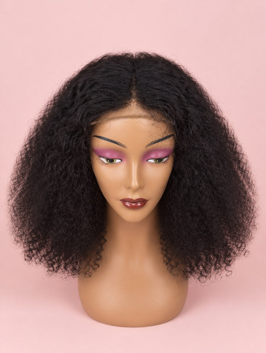 Natural Black Kinky Curly 13x4 Lace Frontal Wig