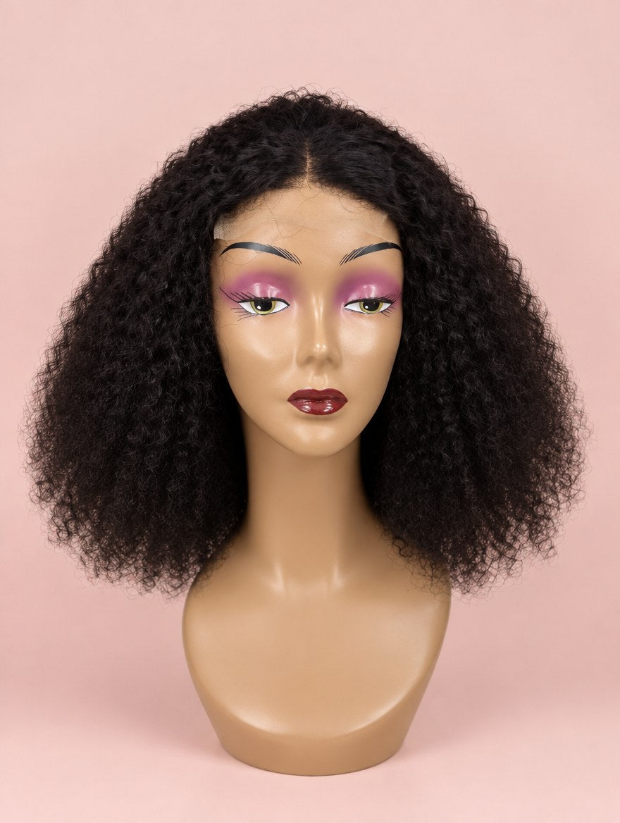 Natural Black Italian Curl 5x5 Lace Closure Wig 16"