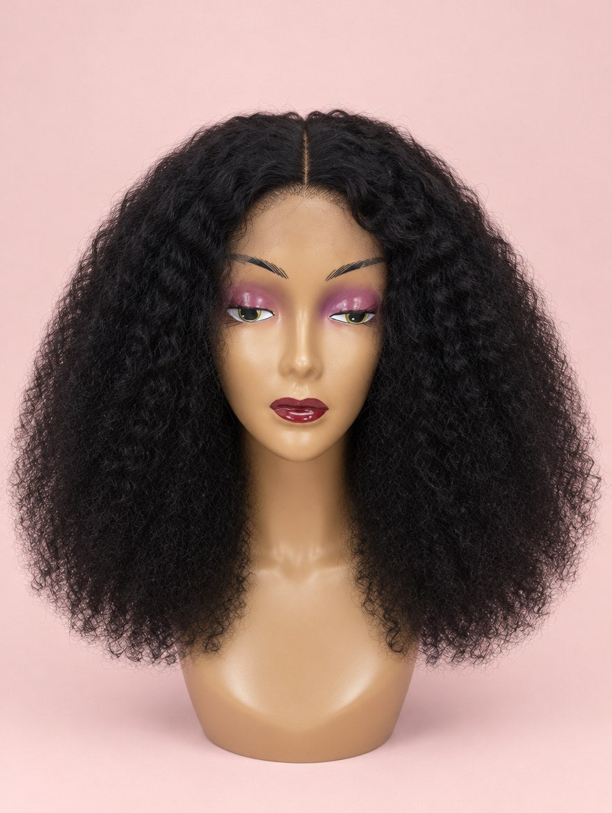 Natural Black Kinky Curly 13x4 Lace Frontal Wig