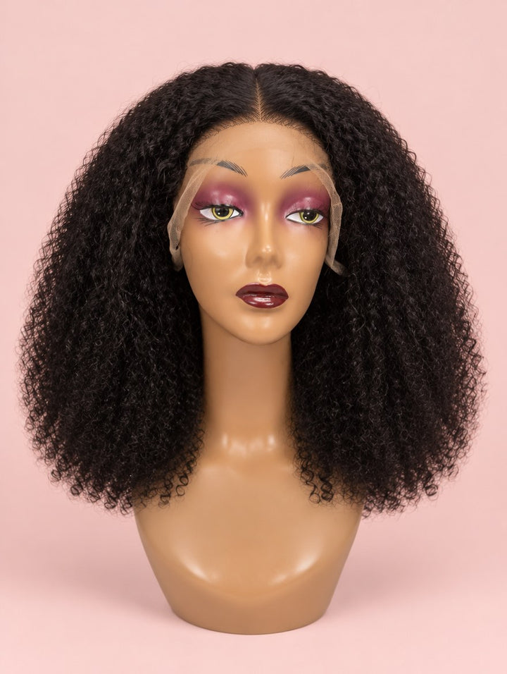 Natural Black Brazilian Curl 13x4 Lace Frontal Wig 16"