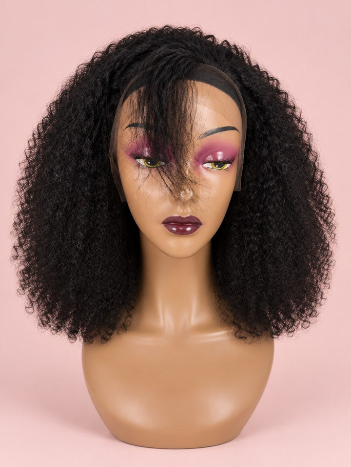Natural Black Curly 13x4 Lace Frontal Wig