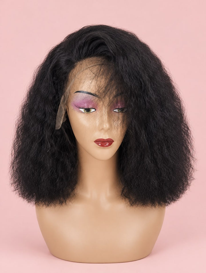 Super Double Drawn Natural Black Water Wave 13x4 Lace Frontal Wig