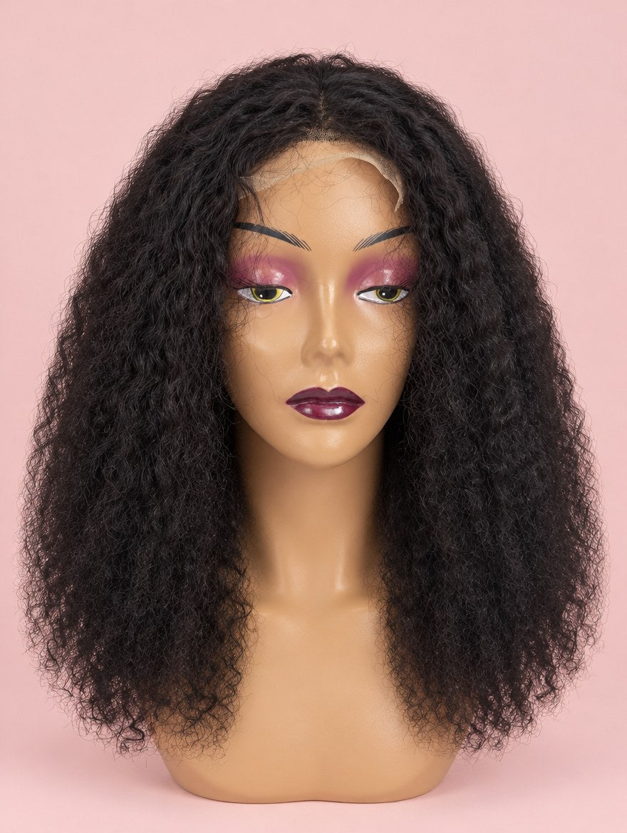 Natural Black Kinky Curly 13x4 Lace Frontal Wig