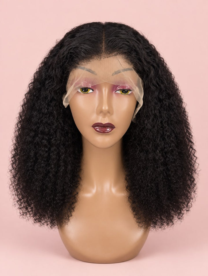 Natural Black Jerry Curl 13x4 Lace Frontal Wig 18"