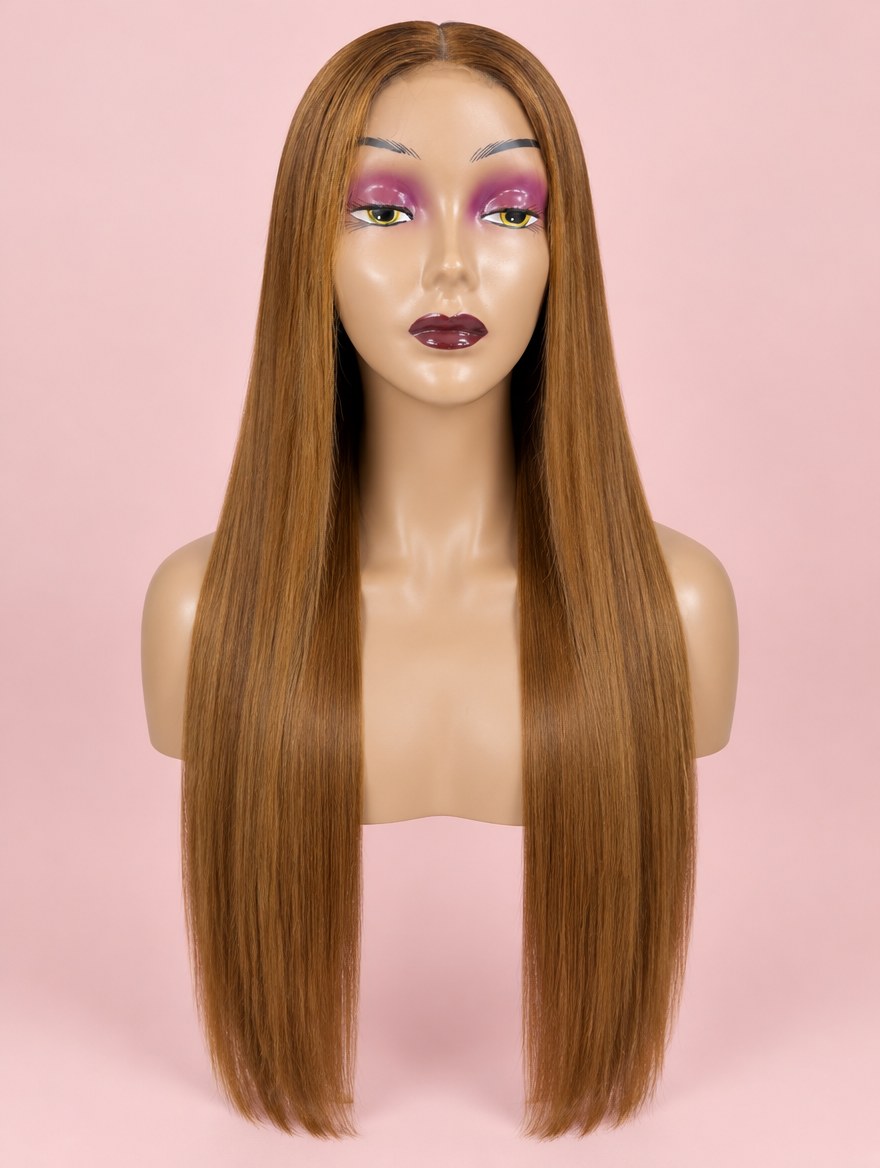 Auburn Brown Ombre Straight 13x6 Lace Frontal Wig 30"