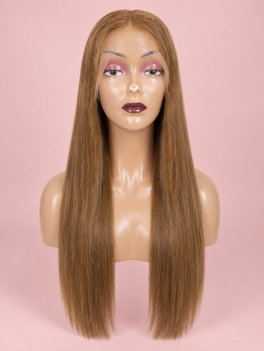 Honey Brown Straight 13x6 Lace Frontal Wig 28"