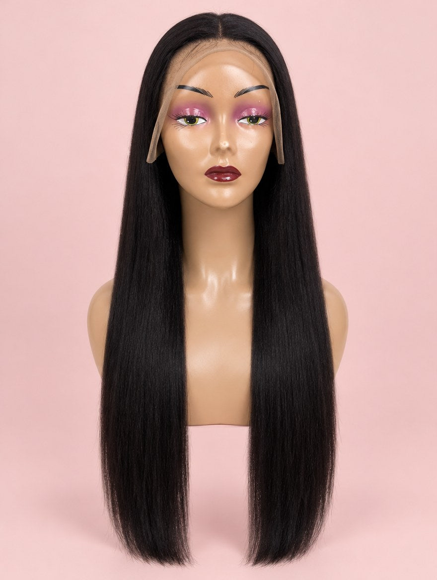 Natural Black Straight 13x4 Lace Frontal Wig 26" 28" front