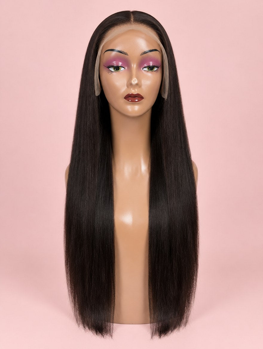 Natural Black Straight 13x4 Lace Frontal Wig 20" 28" front