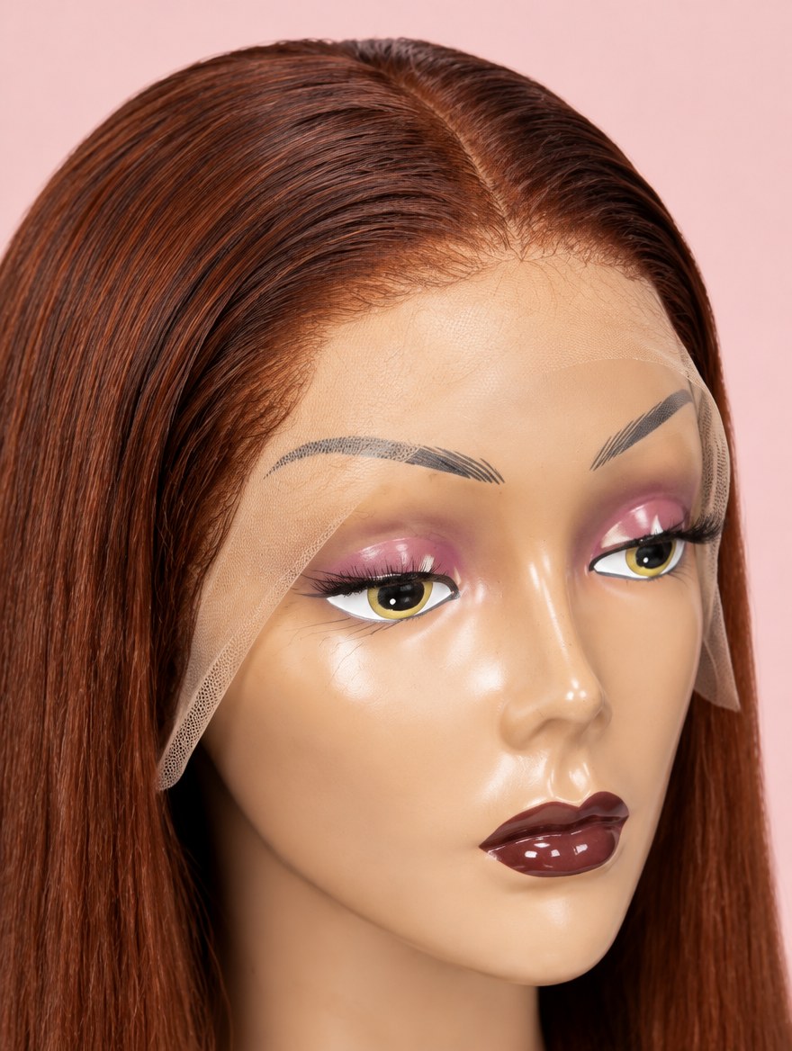 Lindy Colour Straight 13x4 Lace Frontal Wig 24" lace and hairline close-up