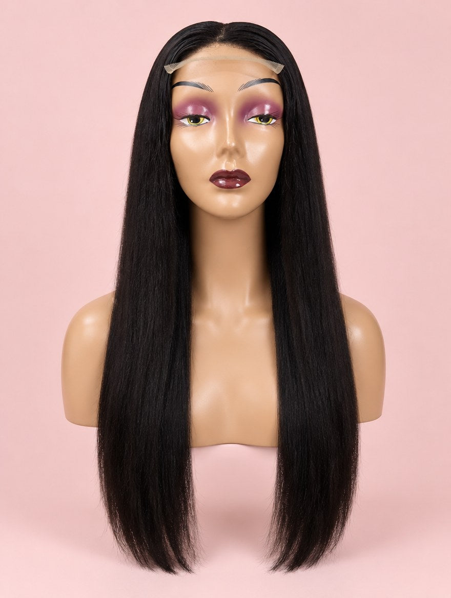 Super Double Drawn Vietnamese Natural Black Straight 13x4 Lace Frontal Wig 22"