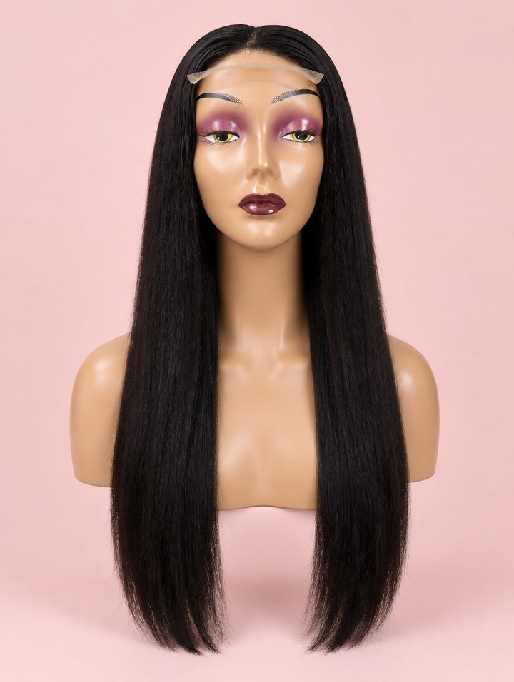 Super Double Drawn Vietnamese Natural Black Straight 13x4 Lace Frontal Wig 22"