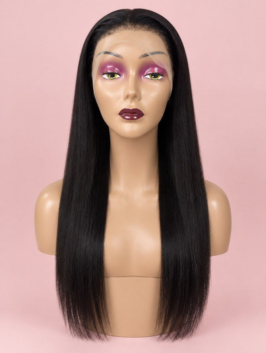 Natural Black Straight 13x4 Lace Frontal Wig 26" 20" front