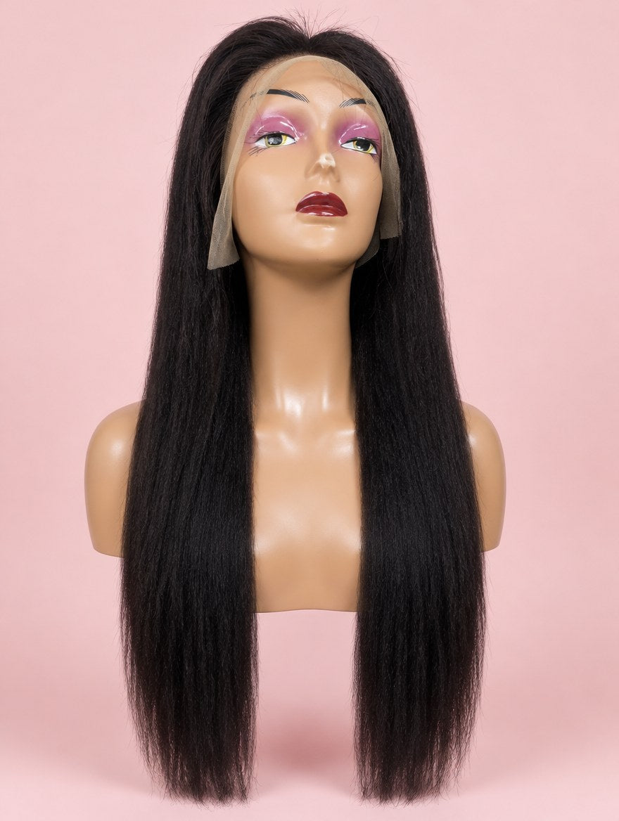 Natural Black Yaki Straight 13x4 Lace Frontal Wig