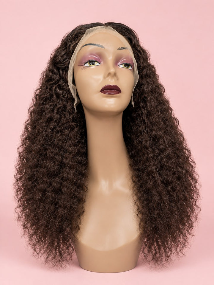 Chocolate Brown Water Wave 13x4 Lace Frontal Wig 22"