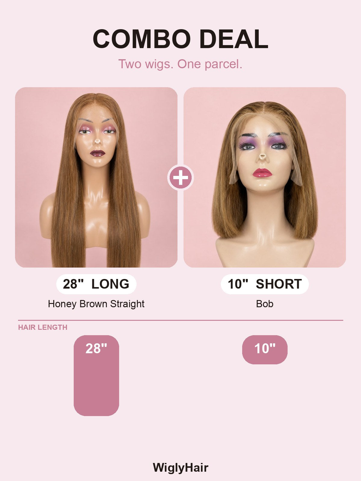 Combo: 28" Honey Brown Straight + 10" Bob