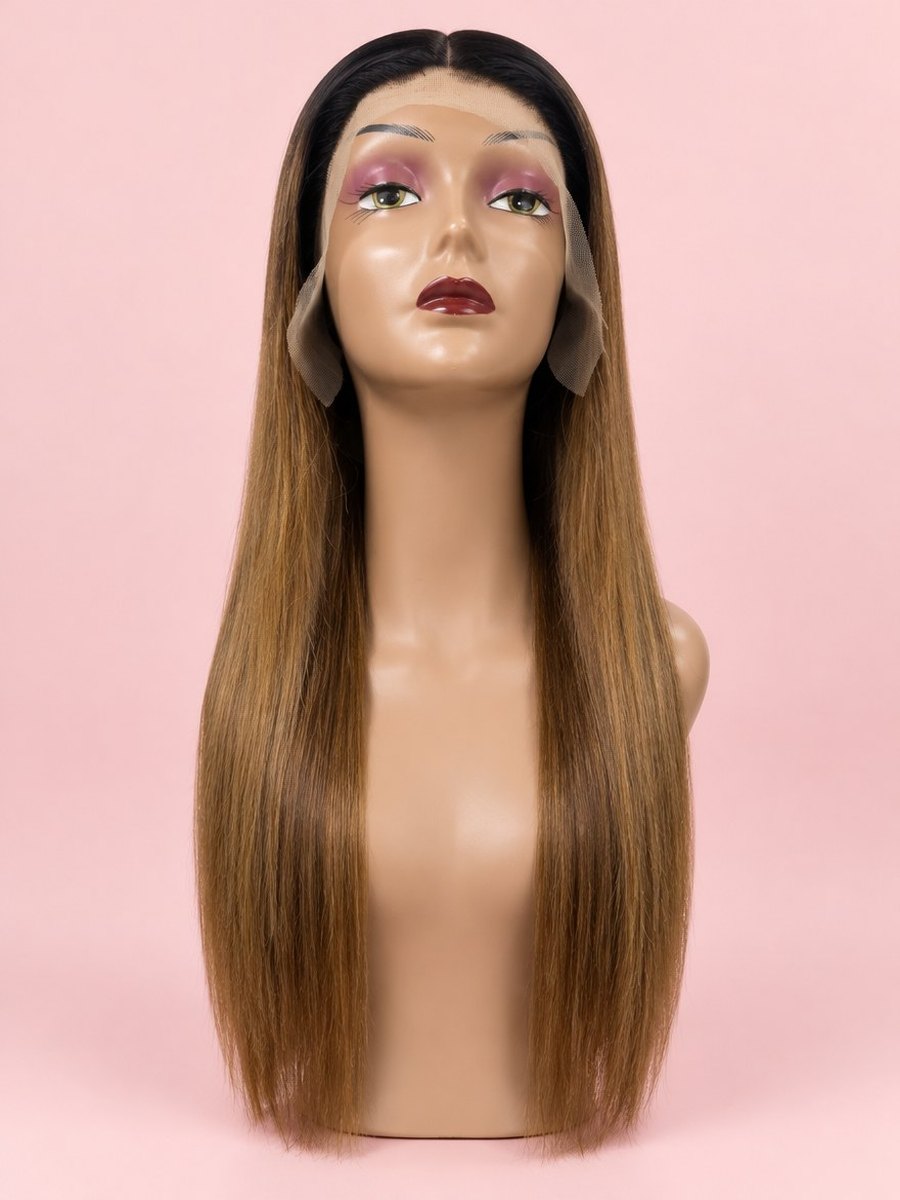 Combo: 22" Brown Ombre Straight + 8" Bob