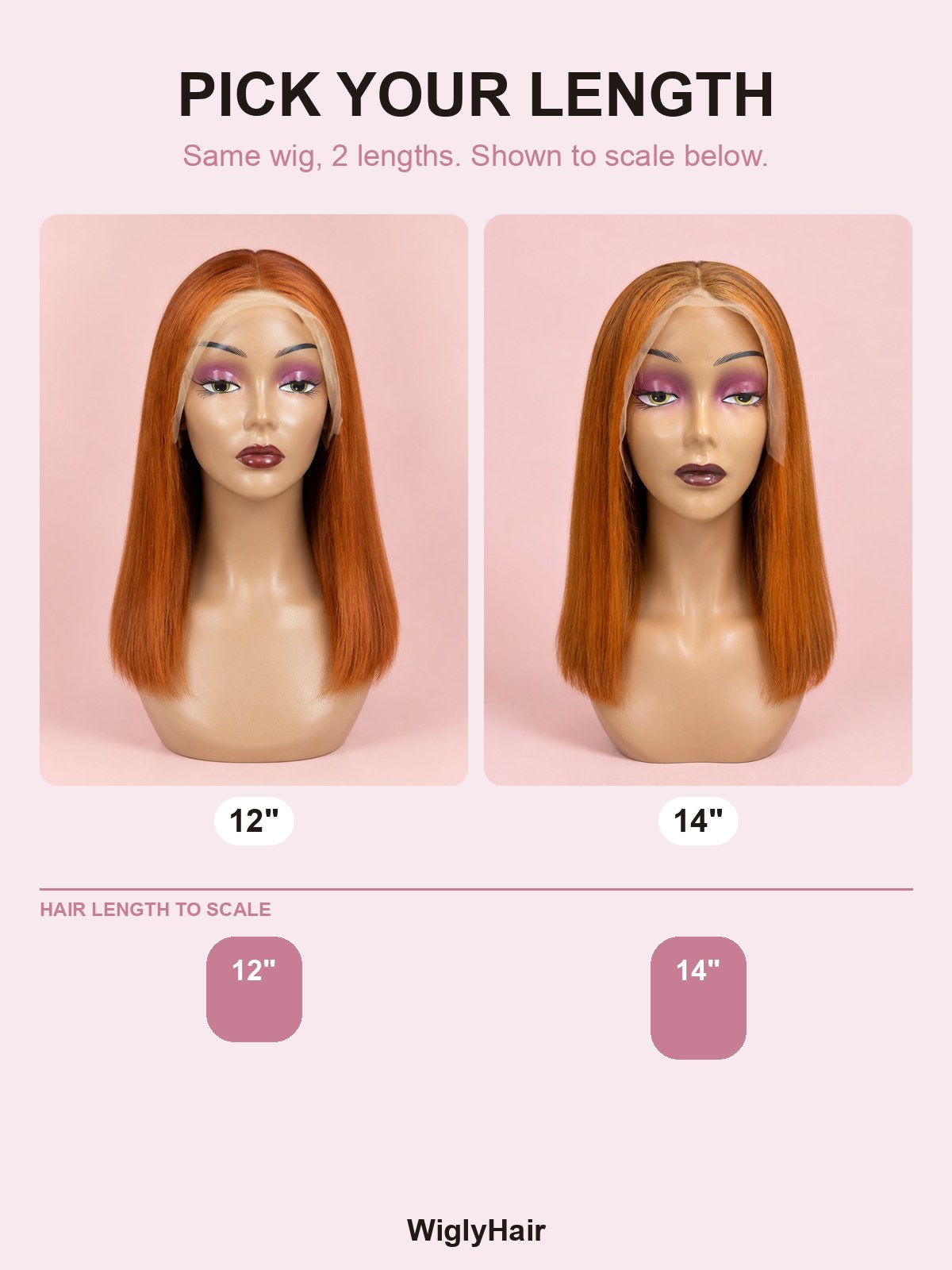 Ginger 350 Straight 13x4 Lace Frontal Wig 12" length guide